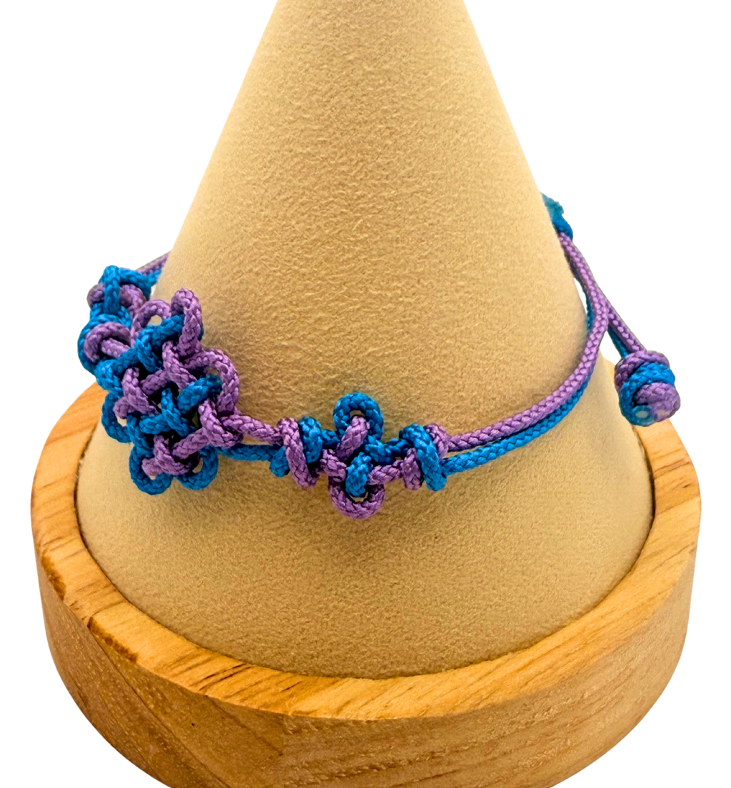 Kpop Demon Hunters Rumi Jinu Handmade Bracelet Accessory Queen Blue and Purple Traditional Korean Knot Adjustable length 4"~9" kaboknots.com