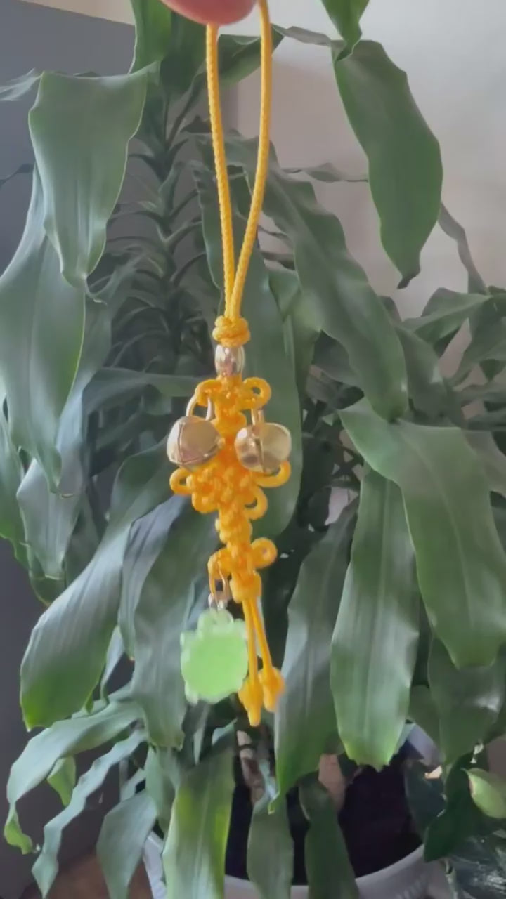 Kpop Demon Hunters Huntrix Zoey cosplay keychain charm accessory norigae, Traditional Handmade Korean Decorative Knot Gold Bells, Turtle Hanging accessory Korean threads Length 6" kaboknots.com